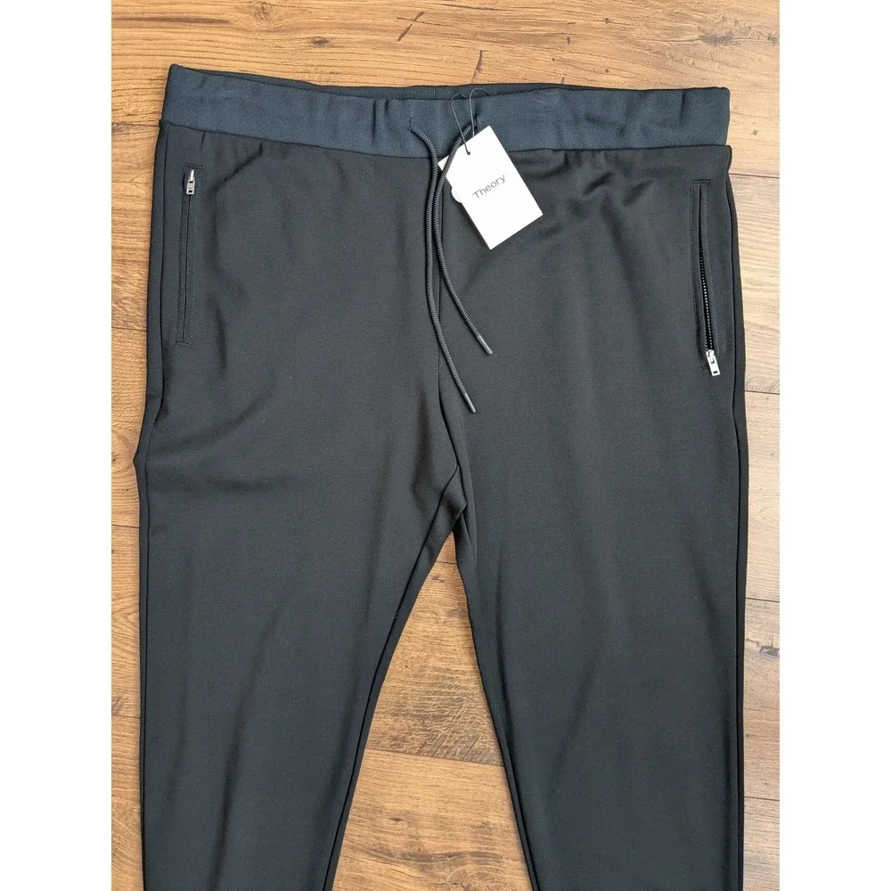 NWT $225 Theory Demir Pants Black Jogger Sweatpants Stretch Tech‎ Knit Men's XXL